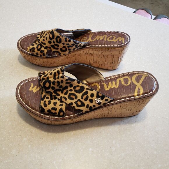 Sam Edelman Reid Wedge Animal Print Leather Size 6.5 - Picture 4 of 7